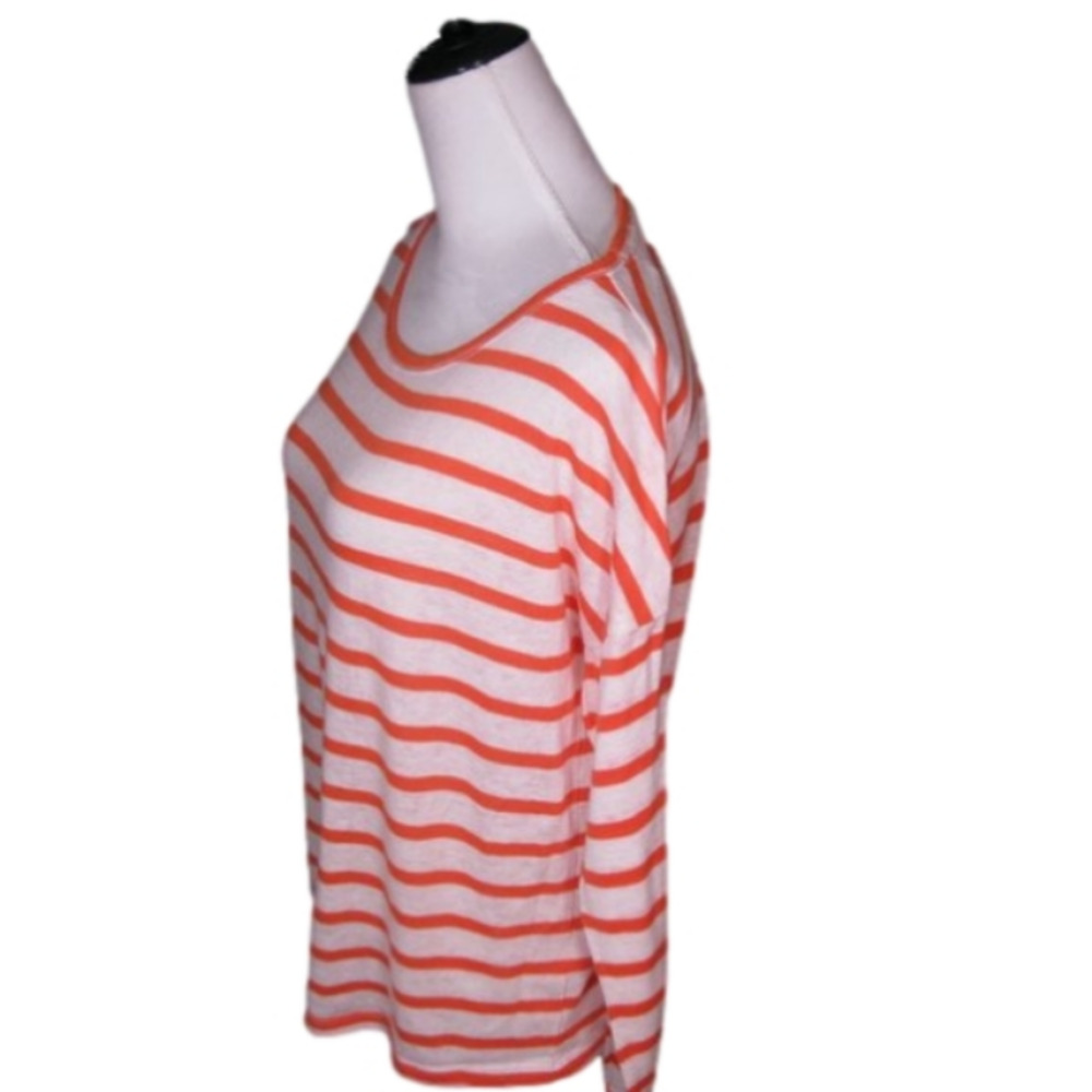 Kiara White/Orange Stripe Long Sleeve Top  Size Large